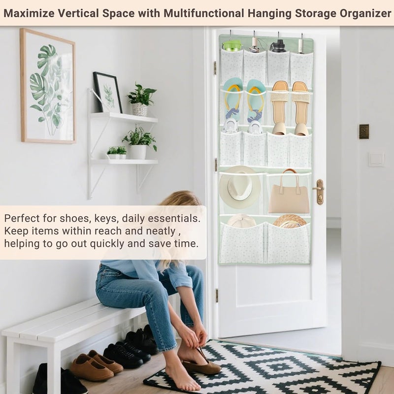 KANCNT 16 Pockets Over Door Hanging Organizer,Back of Door Shoes Organizer with 4 Kind of Pouches,Behind Closet Hanging Shelf Holder for Sock,Hat,Underwear,Travel Outfit,Storage Organization for Home,Dorm,RV - Image 5